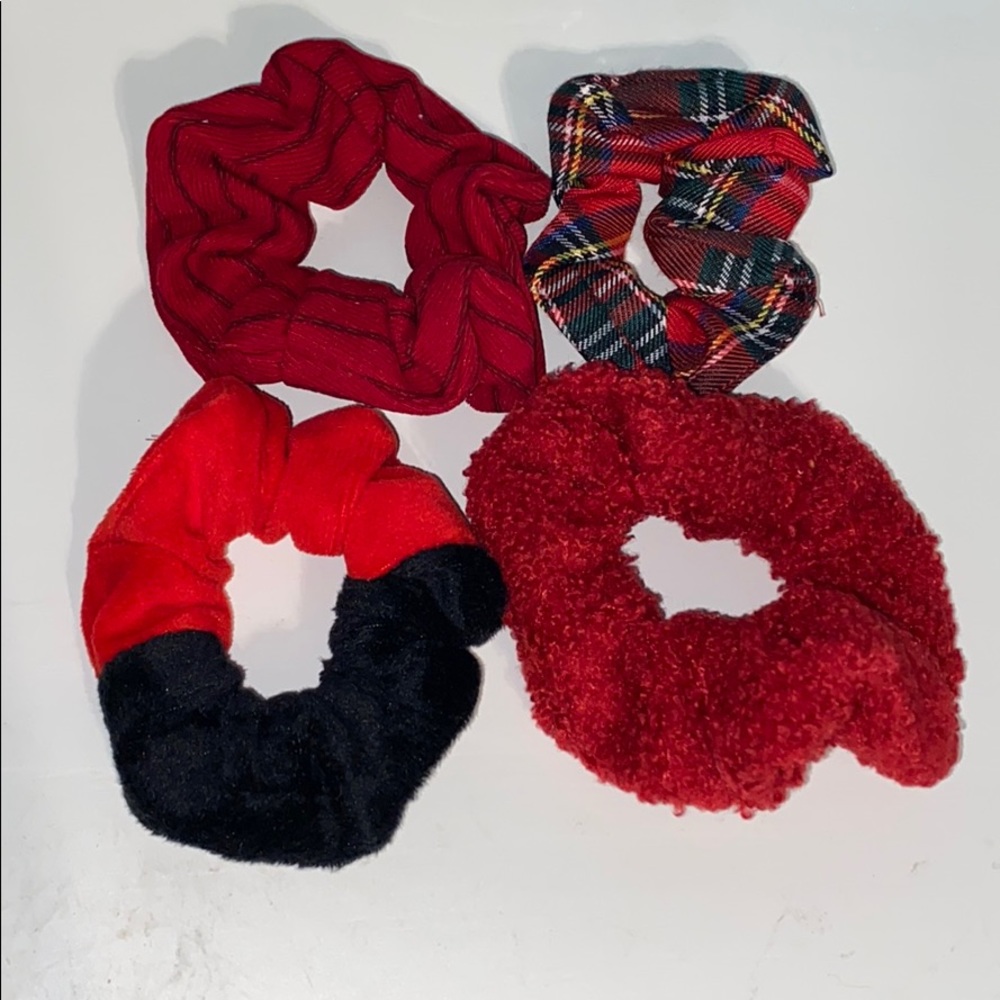 4 Red Valentines Day Scrunchies